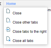 Tab right-click menu with icons